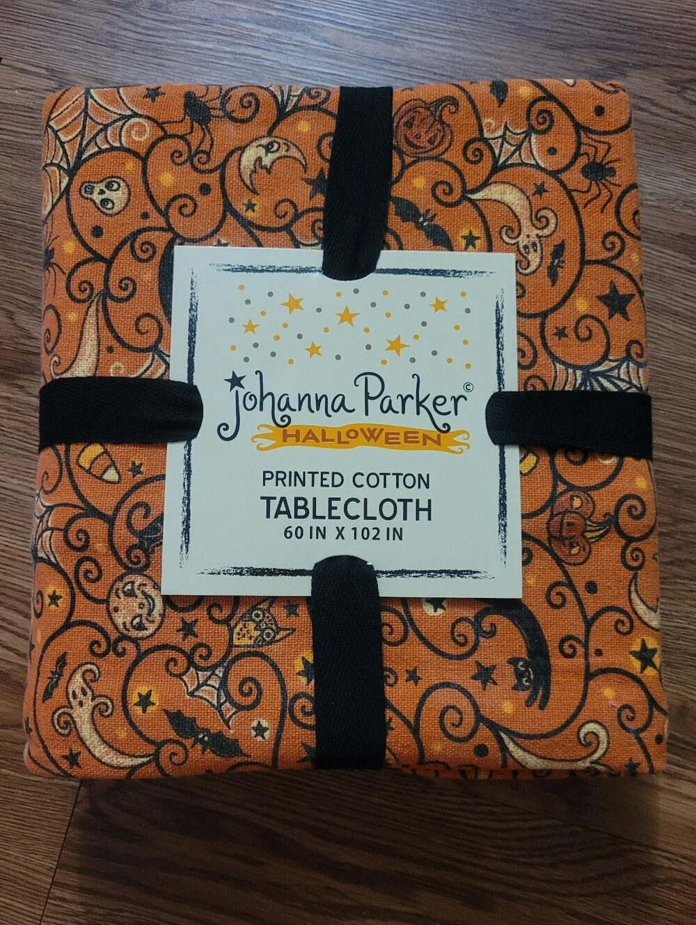 Johanna Parker Halloween tablecloth fabric whimsical cat pumpkin